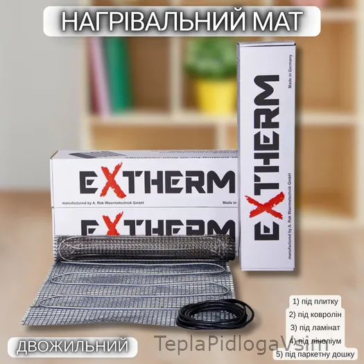 Фото 7 - Нагрівальний мат двожильний Extherm ET ECO 180 Вт/м² для укладання під плитку в плитковий клей