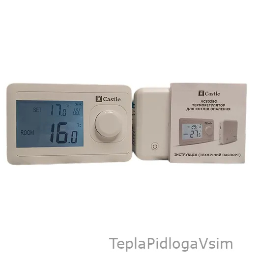 Фото 2 - Терморегулятор цифровой для котла Castle АС8038G-RF (радиоканал)
