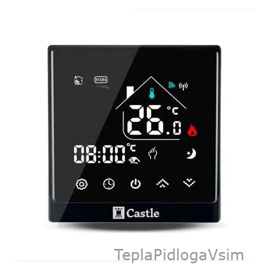 Фото 1 - Терморегулятор програмований для котла Castle АС8400G Чорний