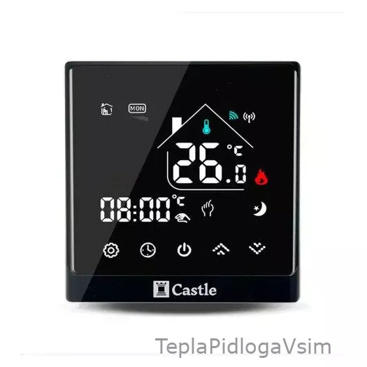 Фото 1 - Терморегулятор програмований для котла Castle АС8400G Чорний