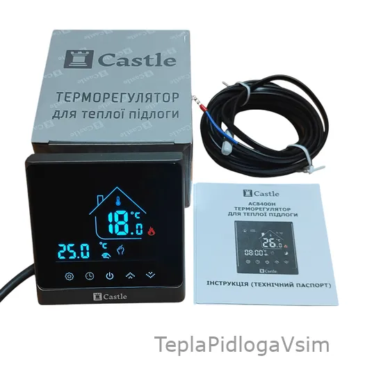 Фото 8 - Терморегулятор програмований для котла Castle АС8400G Чорний/Срібло