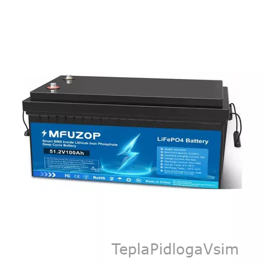 Фото 1 - Аккумулятор MFUZOP LiFePO4 51.2 V 100 Ah 5120 W