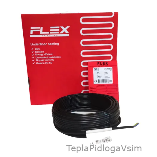 Фото 1 - Тонкий нагрівальний кабель двожильний FLEX EHC-17.5 (17,5 Вт/м)