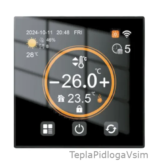 Фото 1 - Терморегулятор Ecoterm Touch Screen Room Чорний