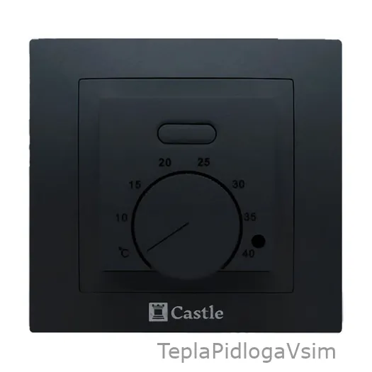 Фото 1 - Терморегулятор механический Castle AC308 Черный глянец