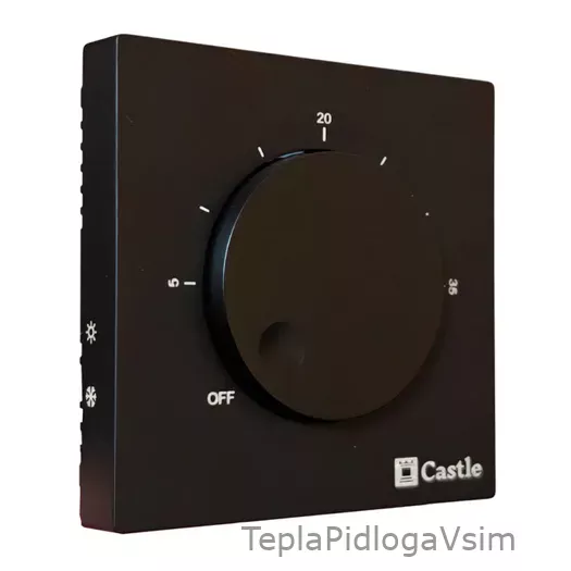 Фото 2 - Терморегулятор механический Castle AC309 Черный матовый