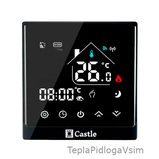 Фото 1 - Терморегулятор програмований Castle AC8400H Wi-Fi Чорний