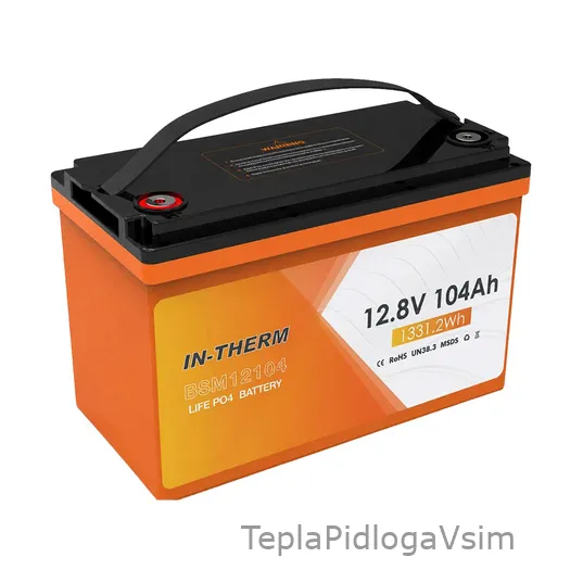 Фото 1 - Акумулятор In-Therm BSM12104 LiFePO4 12.8V 104Ah 1331 W